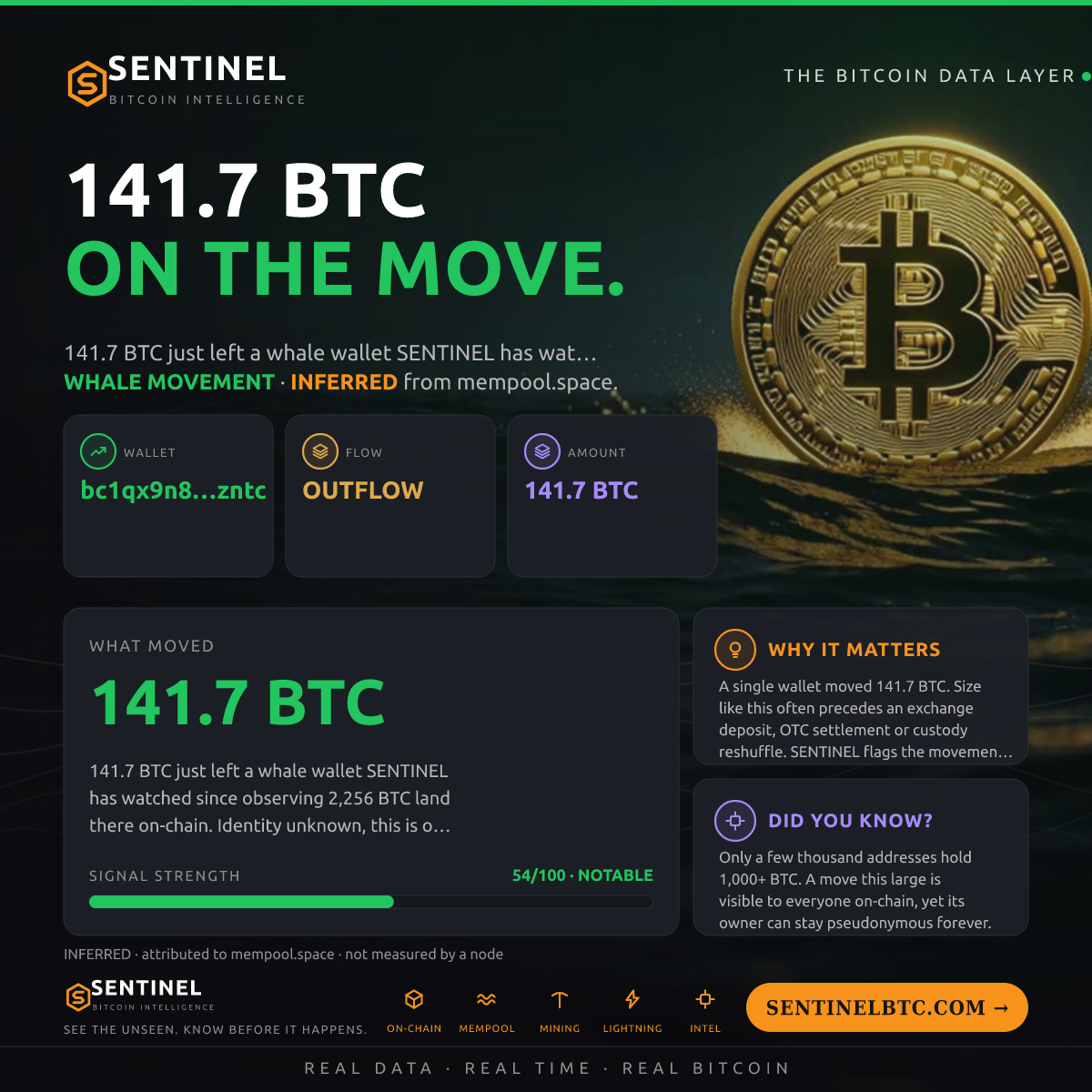 WHALE WALLET: 141.7 BTC OUT