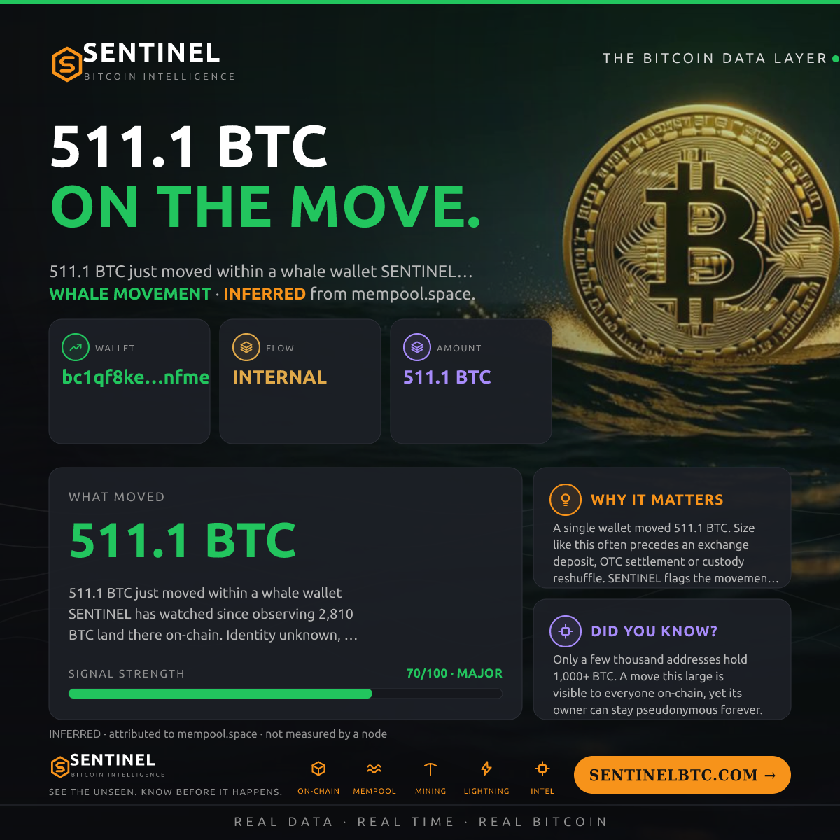 WHALE WALLET: 511.1 BTC SHUFFLED