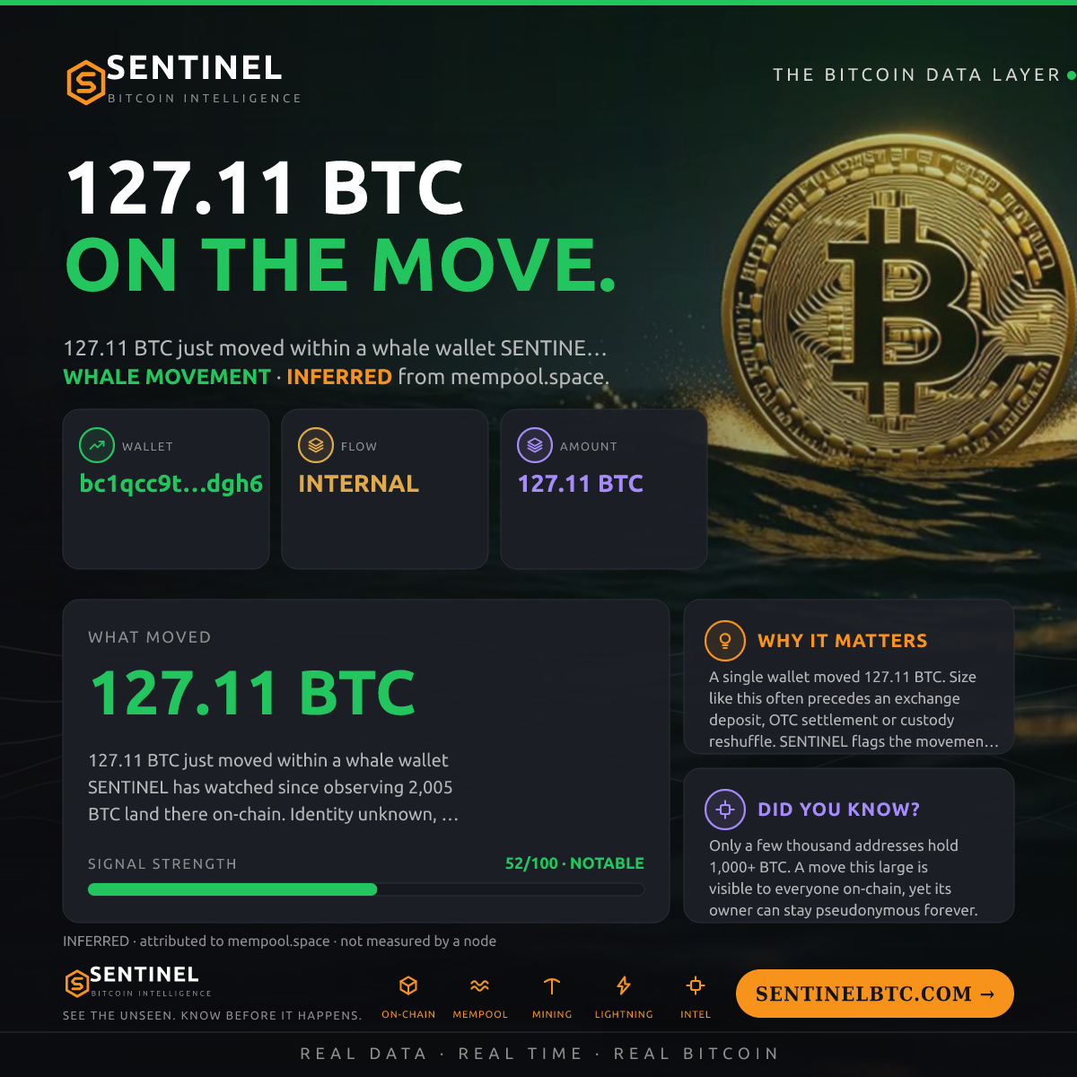 WHALE WALLET: 127.11 BTC SHUFFLED