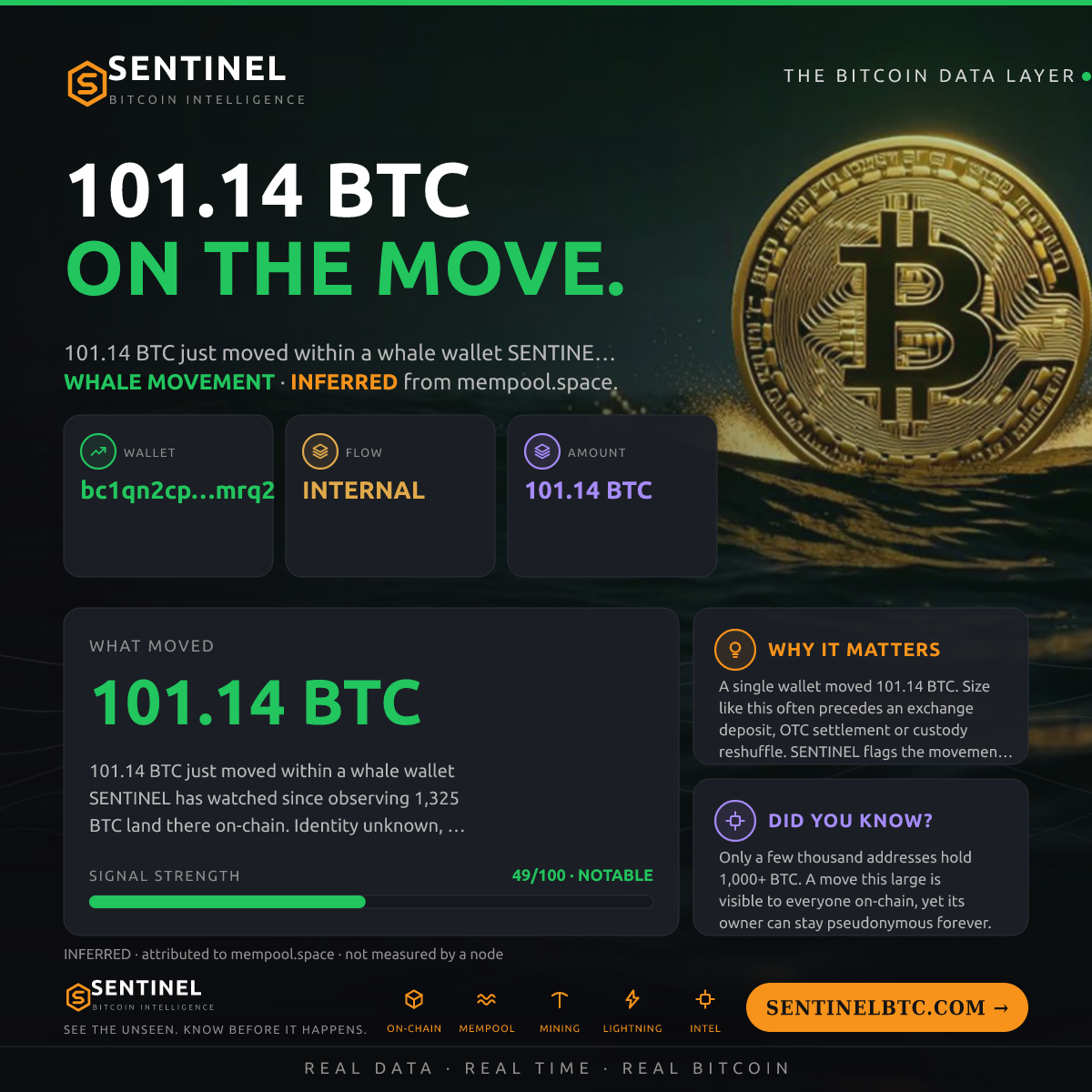 WHALE WALLET: 101.14 BTC SHUFFLED